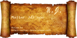 Malter János névjegykártya
